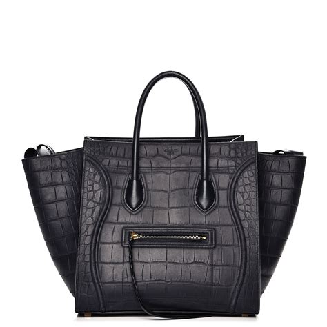 Celine Stamped Croc Medium Phantom Luggage 